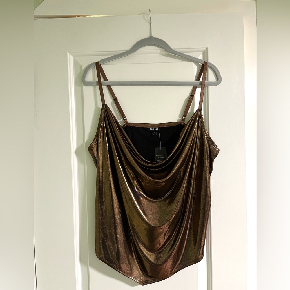 Brand new Torrid shiny brown metallic cami, size 1